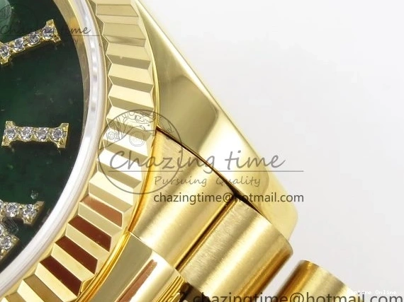 0212 Day Date 36 YG RAF 1:1 Best Edition Green Stone Roman Dial on YG Bracelet A Durable 1524